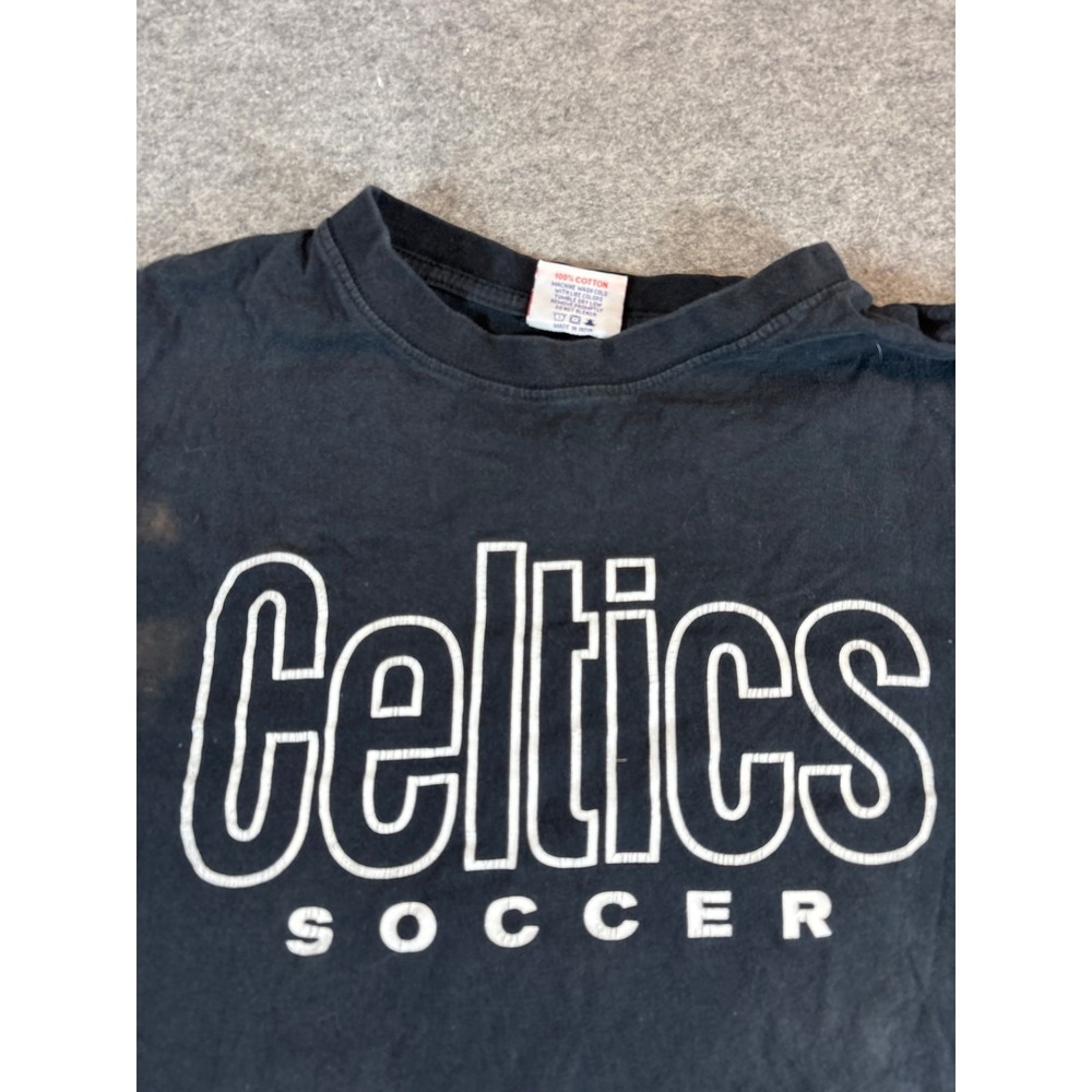 Vintage 90s Celtics Soccer Shirt Mens Large Black Graphic Tee Football Blokecore